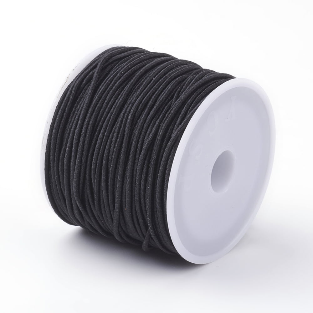 25 roll Elastic Cords Stretchy String for Bracelets Necklaces Jewelry Making Black 0.8mm 26.24~28.43 yards(24~26m)/roll