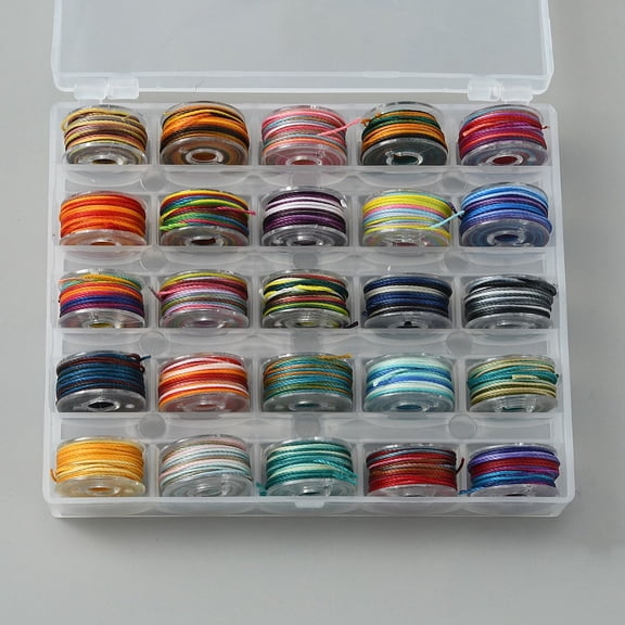 25 rolls 25 colors Round Segment Dyed Waxed Polyester Thread String Micro Macrame Cord Twisted Cord for Leather Sewing Stitching Mixed color 0.65mm 6m/roll 1 roll/color