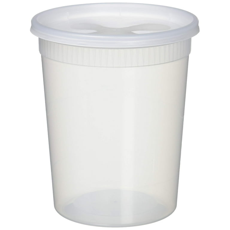 32 oz. Clear Plastic Soup/Food Containers w/Lids Combo