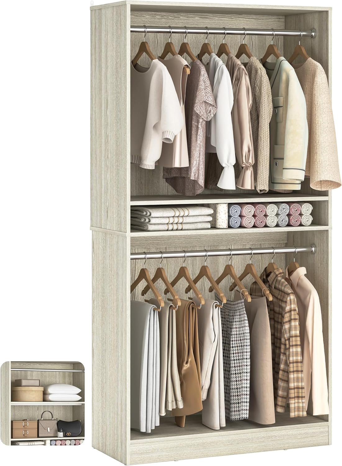 25\u201D Closet System Freestanding Closets Organizer Wardrobe with ...