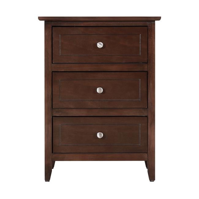 Daniel Cappuccino 3-Drawer Solid Wood Nightstand