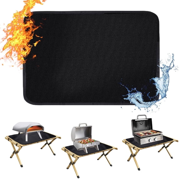 25" x 19.5" Grill Mat, Heat Resistant Under Grill Pad for Tabletop Protection, Waterproof & Oilproof BBQ Mat for Outdoor Camping