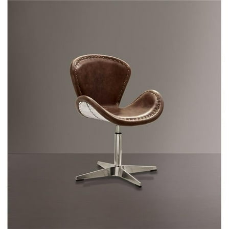 25 x 24 x 33 in. Retro Brown Leather Accent Chair