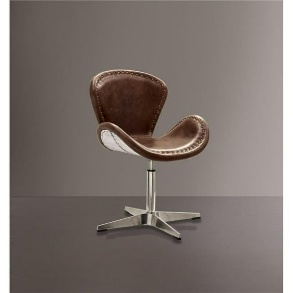 25 x 24 x 33 in. Retro Brown Leather Accent Chair