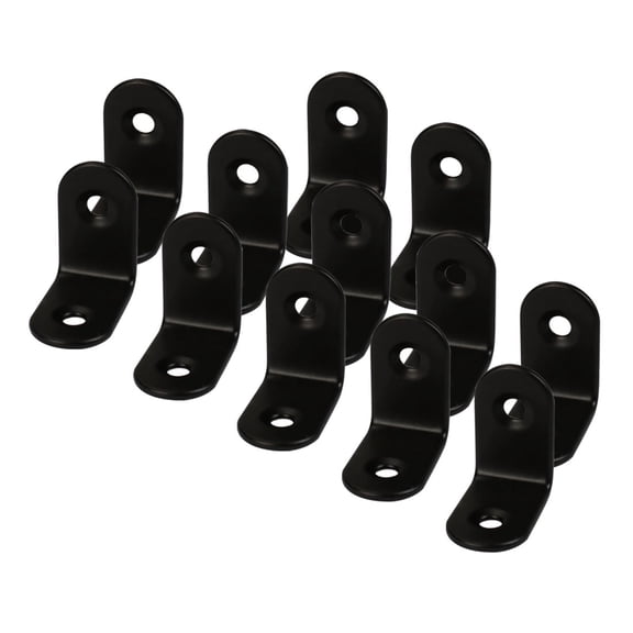 Unique Bargains 1'' x 1'' Angle Bracket Stainless Steel Black Angle Brackets Corner Braces Support with Screws 12 Pcs
