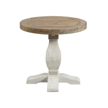 25 x 26 x 26 in. Round End Table with Pedestal Base, Brown & White
