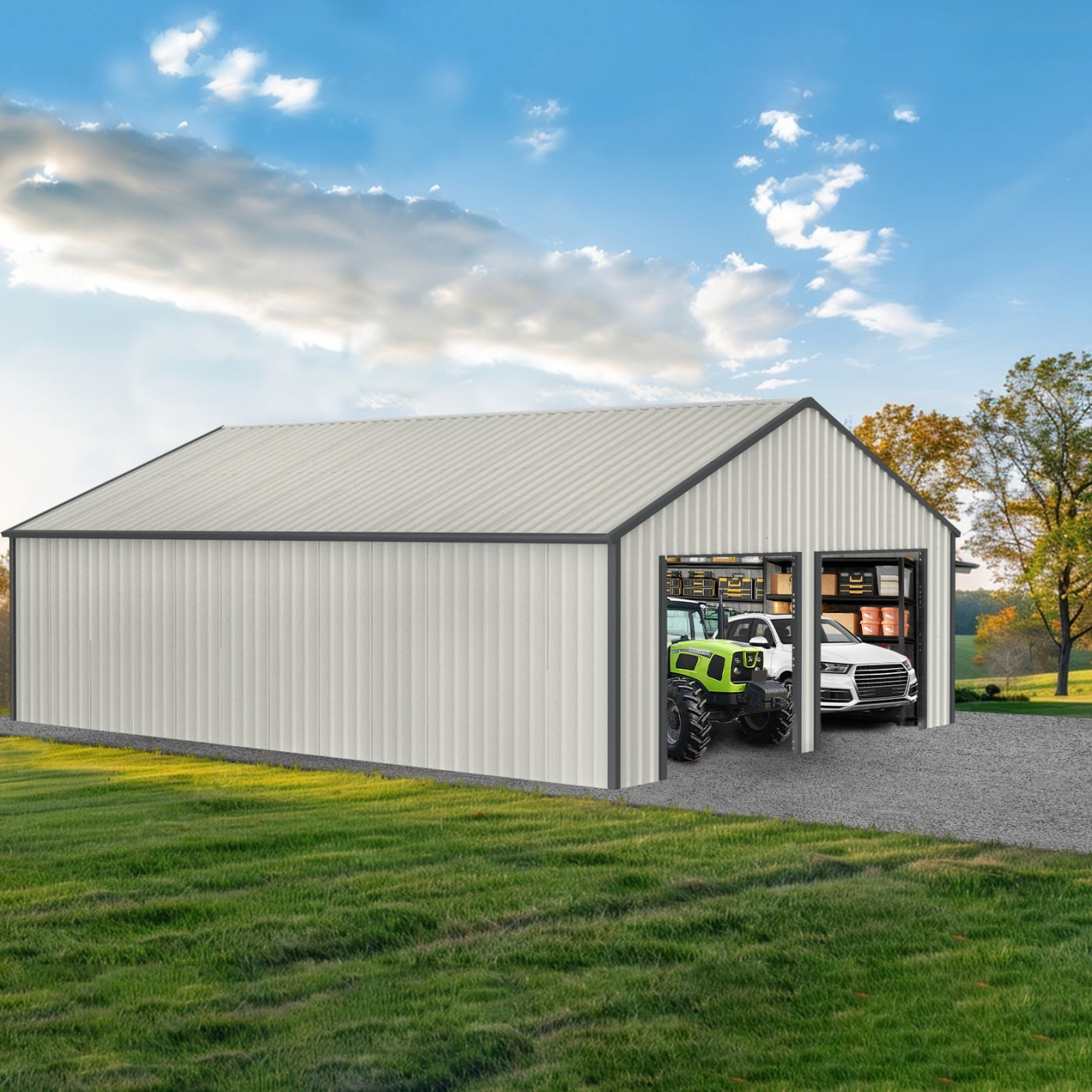 25 x 33 ft outdoor double garage metal shed heavy duty storager house