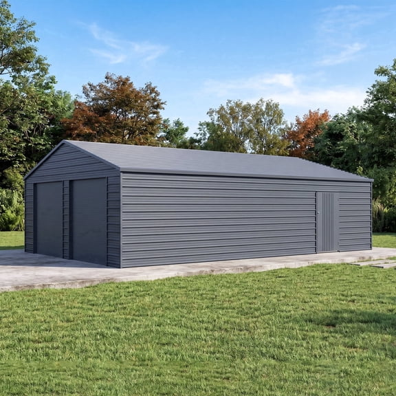 25 x 33FT Heavy Duty Metal Garage Shed, Large Galvanized Steel Storage Building with Electric Roller Shutter Doors