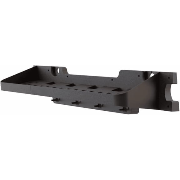 25" x 8" x 5.5" Resin Shelf Accessory with Storage Hooks and Easy Bolt-On Assembly Compatible with Select Outdoor Shed Models, Black (2-Pack)