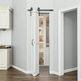 thumbnail image 1 of 25'' x 84'' Bifold Barn Doors and Hardware Included, White Smooth Paintable Pre-assembled Solid Core Panels & Bi-fold Barn Door Hardware Kit, H Frame-Fit Max Opening 24in x 84in, 1 of 9