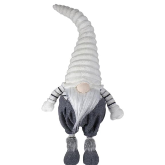25 x 9.5 x 5.75 in. Standing Gnome Tabletop Christmas Decoration, White & Gray