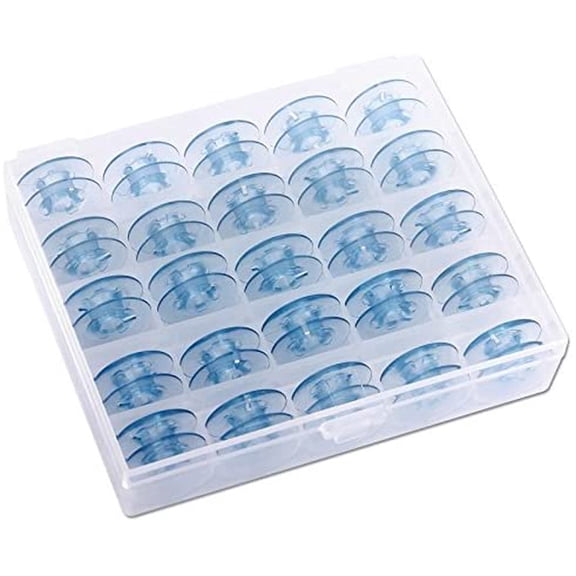 25 x Blue Bobbins for Pfaff Sewing Machines in Practical Box, , Blue, 12.5x9.5x3cm, Durable, Organized Storage, Universal Fit for Most Sewing Machines