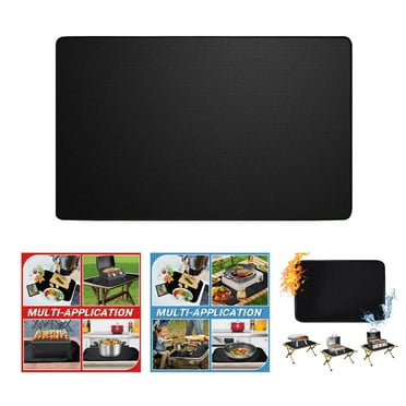 25"x19.5" Fireproof Grill Mat - 2mm Thickened Heat Resistant Outdoor BBQ Mat - Oil & Waterproof Countertop Protector for Prep Tables - Easy Clean Grill Accessory for Gas/Charcoal Grills