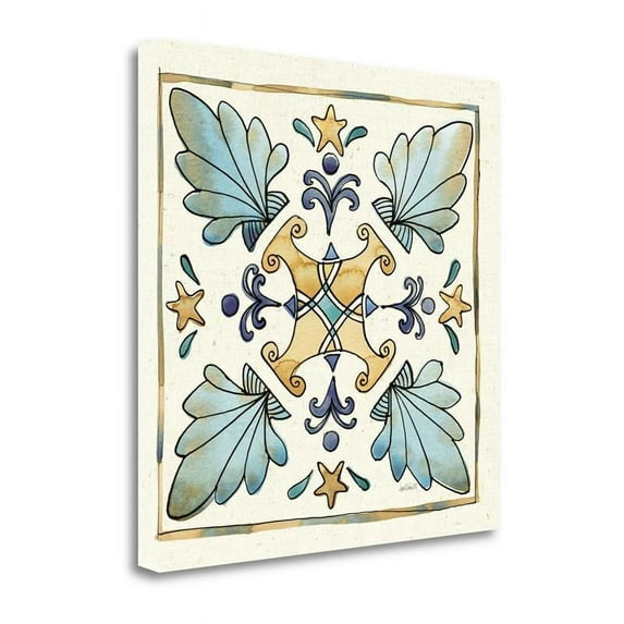 25"x25" Coastal Breeze Tile III By Anne Tavoletti - on Canvas Fabric Multi-Color