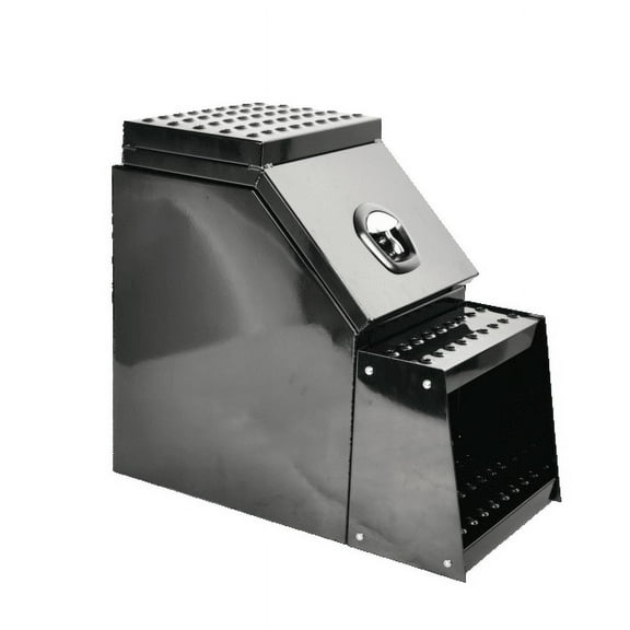 25"x28"x15" Aluminum Side Mount Semi Truck Tool Box with Saddle Step&Lock Black
