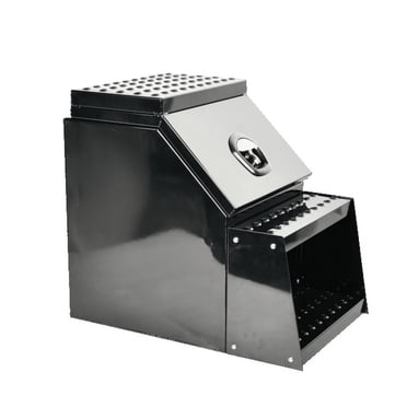 Aluminum Diamond Plate Battery Box 30 X 30 X 15 1/2 Inch W/ Step By CSM For Peterbilt 359, 378, 379 & 386