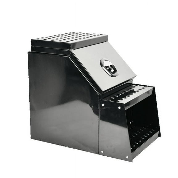 25"x28"x18" Aluminum Side Mount Semi Truck Tool Box with Saddle Step&Lock Black