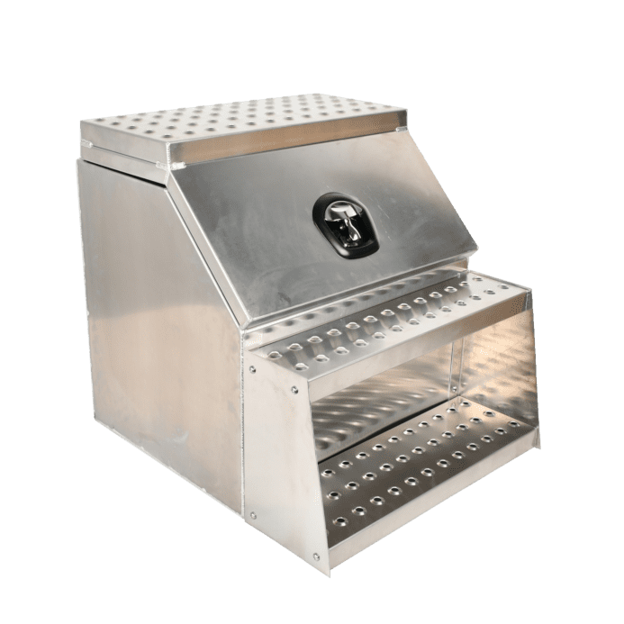 25"x28"x24" Aluminum Side Mount Semi Truck Tool Box with Saddle Step&Lock+Key