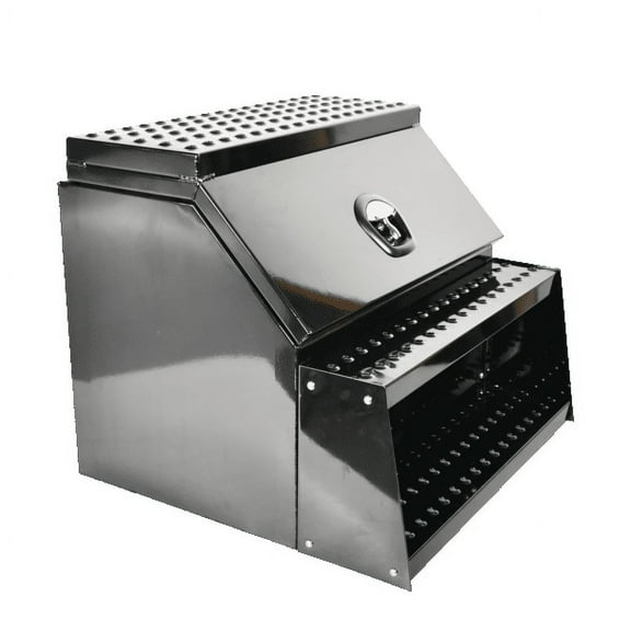 25"x28"x30" Aluminum Side Mount Semi Truck Tool Box with Saddle Step&Lock Black