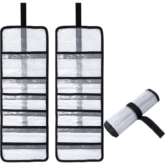25"x9" Fishing Lure Wraps with 6 Pockets, Foldable Saltwater Trolling Lure Storage Bag, Clear PVC Protective Hook Covers Organizer for Swimbaits, Jigs and Offshore Fishing Gear(2 Pcs)