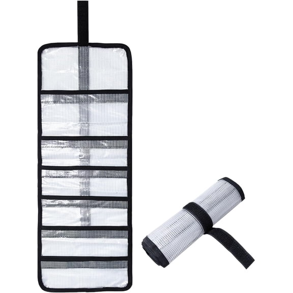 25"x9" Fishing Lure Wraps with 6 Pockets, Foldable Saltwater Trolling Lure Storage Bag, Clear PVC Protective Hook Covers Organizer for Swimbaits, Jigs and Offshore Fishing Gear (1 Pcs)