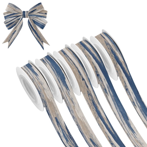 25-yard Christmas-Print Ribbon 5-Roll Pack Gift Wrapping/Holiday Decorations/DIY Crafts Cuttable Recyclable Design Blue Flowing Liquid Marble