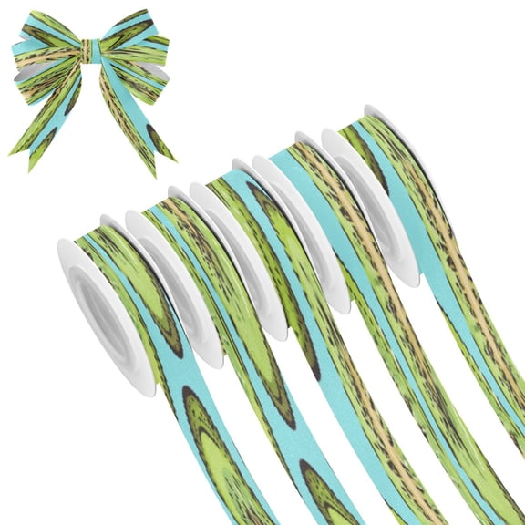 25-yard Christmas-Print Ribbon 5-Roll Pack Gift Wrapping/Holiday Decorations/DIY Crafts Cuttable Recyclable Design Cartoon Kiwi Fruit