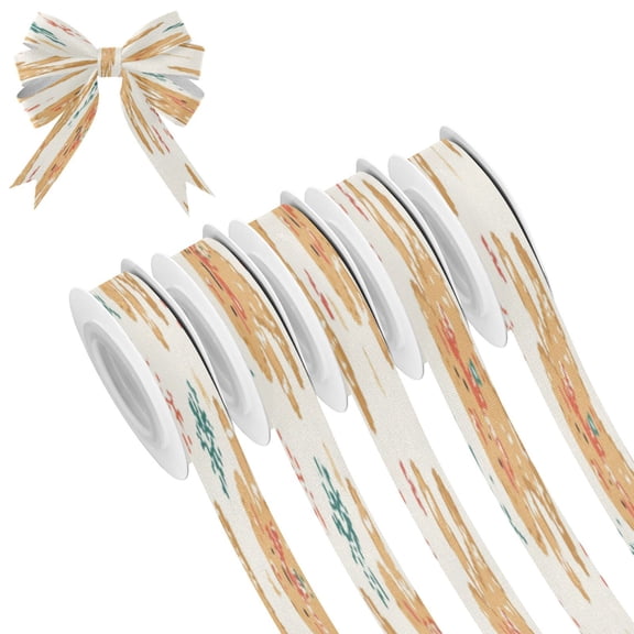 25-yard Christmas-Print Ribbon 5-Roll Pack Gift Wrapping/Holiday Decorations/DIY Crafts Cuttable Recyclable Design Christmas Gingerbread Man