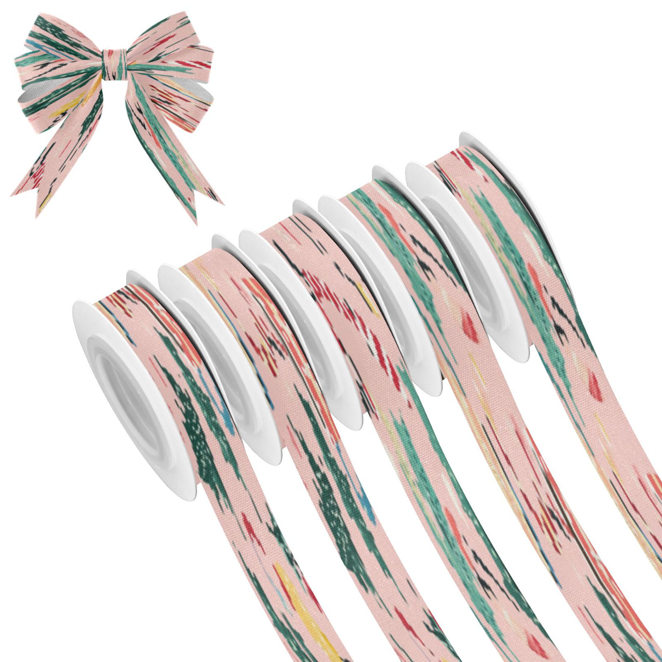 25-yard Christmas-Print Ribbon 5-Roll Pack Gift Wrapping/Holiday ...