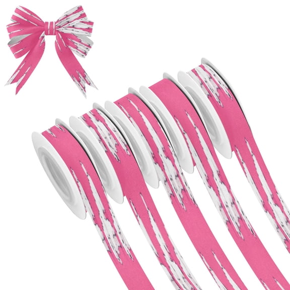 25-yard Christmas-Print Ribbon 5-Roll Pack Gift Wrapping/Holiday Decorations/DIY Crafts Cuttable Recyclable Design Cute White Poodles