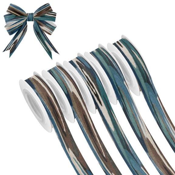 25-yard Christmas-Print Ribbon 5-Roll Pack Gift Wrapping/Holiday Decorations/DIY Crafts Cuttable Recyclable Design Dark-toned Swirl Pattern