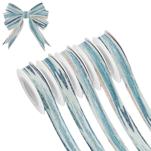 25-yard Christmas-Print Ribbon 5-Roll Pack Gift Wrapping/Holiday Decorations/DIY Crafts Cuttable Recyclable Design Deep Green Sea Turtles