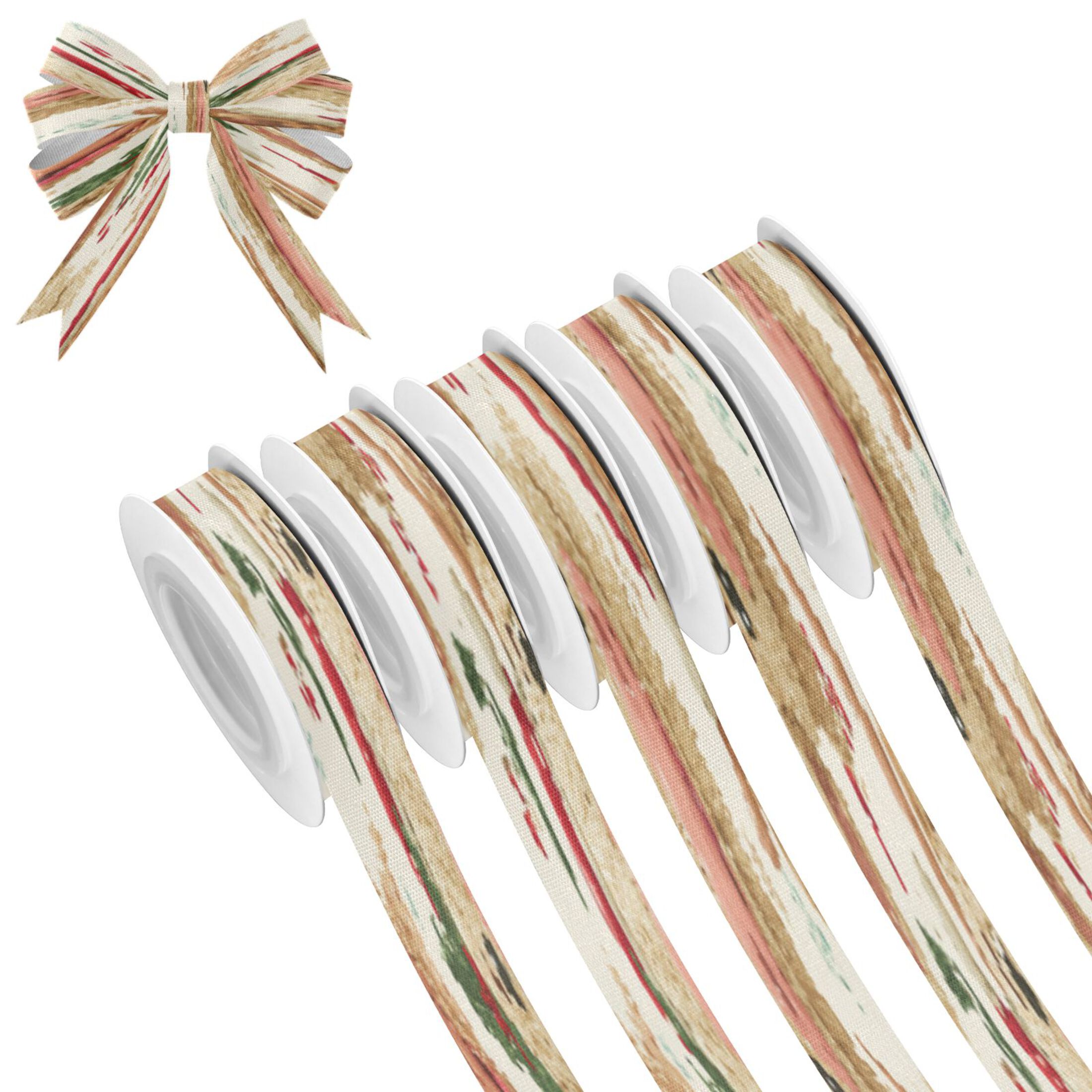 Adorable Ribbon 25-yard Christmas-Print Ribbon 5-Roll Pack Gift Wrapping/Holiday ...