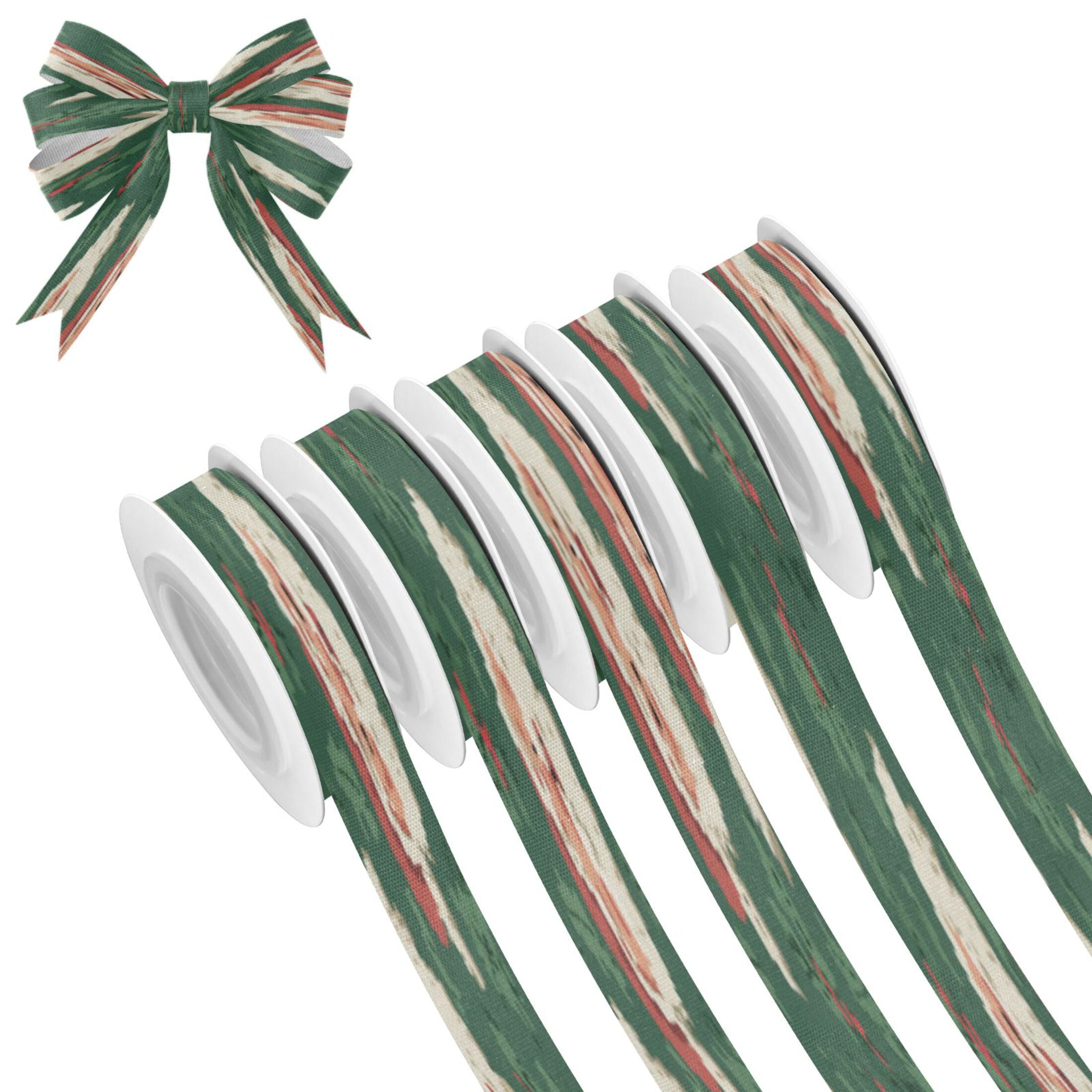 25-yard Christmas-Print Ribbon 5-Roll Pack Gift Wrapping/Holiday ...