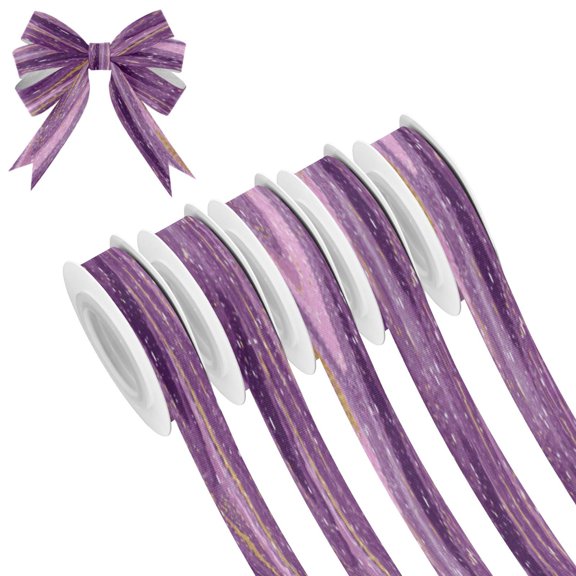 25-yard Christmas-Print Ribbon 5-Roll Pack Gift Wrapping/Holiday Decorations/DIY Crafts Cuttable Recyclable Design Hints Of Pink Marble