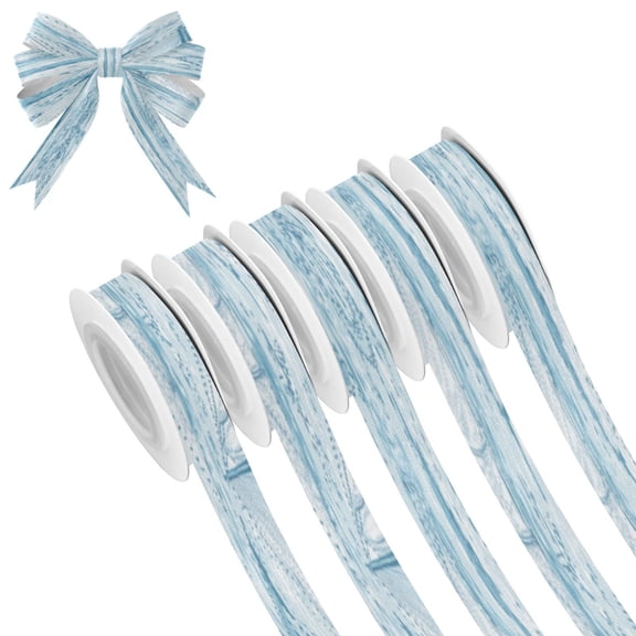 25-yard Christmas-Print Ribbon 5-Roll Pack Gift Wrapping/Holiday Decorations/DIY Crafts Cuttable Recyclable Design Light Blue Dolphins Nautical Pattern