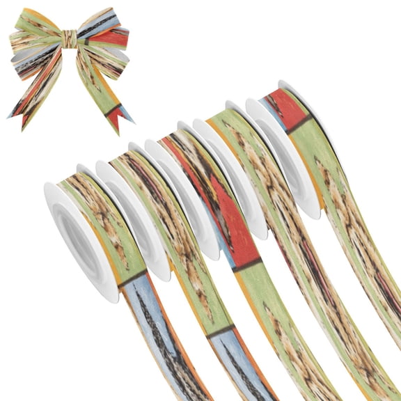 25-yard Christmas-Print Ribbon 5-Roll Pack Gift Wrapping/Holiday Decorations/DIY Crafts Cuttable Recyclable Design Nine-square Grid Dogs