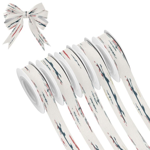 25-yard Christmas-Print Ribbon 5-Roll Pack Gift Wrapping/Holiday Decorations/DIY Crafts Cuttable Recyclable Design Nordic Christmas Elements