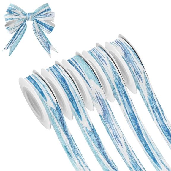 25-yard Christmas-Print Ribbon 5-Roll Pack Gift Wrapping/Holiday Decorations/DIY Crafts Cuttable Recyclable Design Ocean-inspired Sea Creatures Pattern