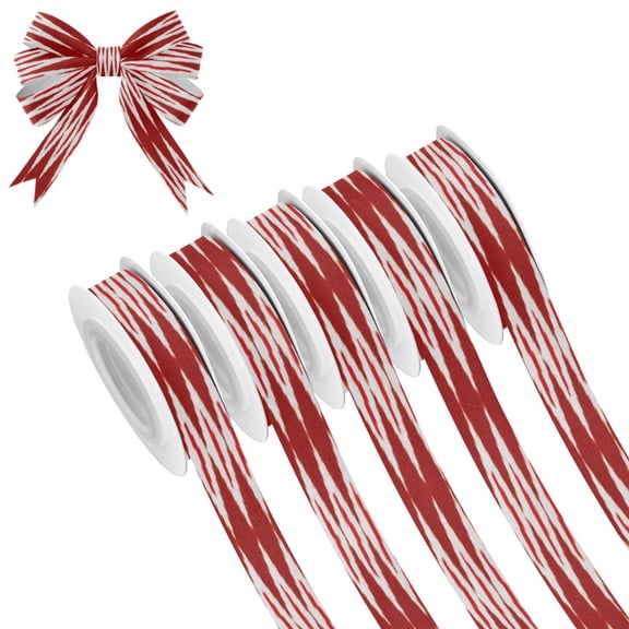 25-yard Christmas-Print Ribbon 5-Roll Pack Gift Wrapping/Holiday Decorations/DIY Crafts Cuttable Recyclable Design Red Hearts and Diamonds