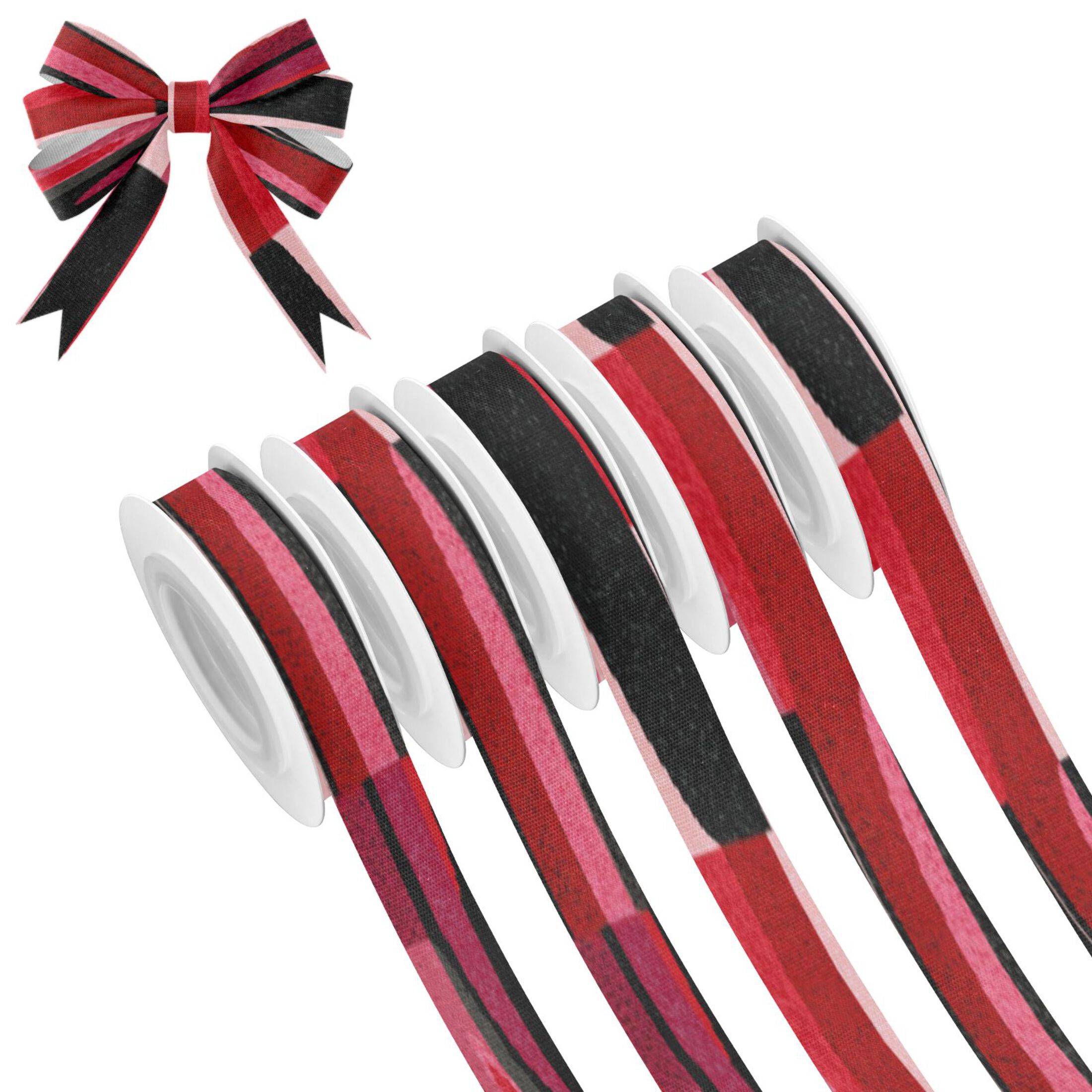 25-yard Christmas-Print Ribbon 5-Roll Pack Gift Wrapping/Holiday ...
