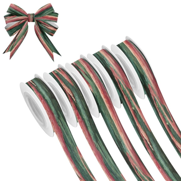 25-yard Christmas-Print Ribbon 5-Roll Pack Gift Wrapping/Holiday Decorations/DIY Crafts Cuttable Recyclable Design Repetitive Flamingos