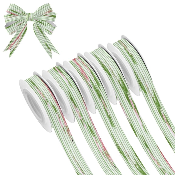 25-yard Christmas-Print Ribbon 5-Roll Pack Gift Wrapping/Holiday Decorations/DIY Crafts Cuttable Recyclable Design Siren's Leaves and Flamingos