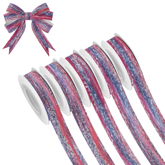 25-yard Christmas-Print Ribbon 5-Roll Pack Gift Wrapping/Holiday Decorations/DIY Crafts Cuttable Recyclable Design Tie-dye Snowflake