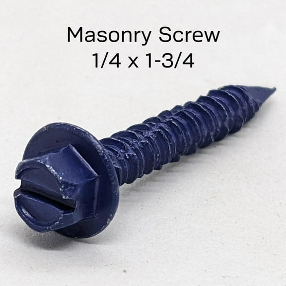 (250) 1/4" x 1-3/4" Slotted Hex Washer Head Tapcon Blue Masonry Concrete Screws BULK BOX