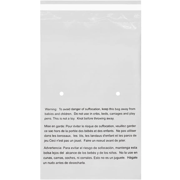 250 12x17 EcoSwift Self Seal Suffocation Warning Clear Poly Bags 1.5 mil