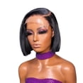 thumbnail image 1 of 250% 13x6 Lace Frontal Wigs Silky Straight Human Hair Pre Cut Glueless HD Lace Front Bob, 1 of 7