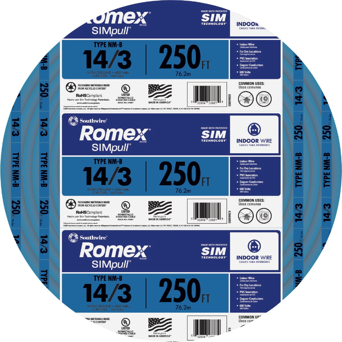 250' 14/3 Romex Nm-B Copper Wire [Kitchen]