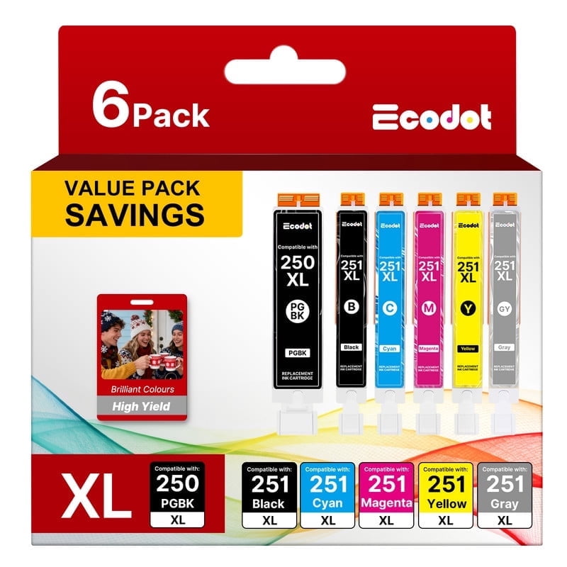 6320 Color 250 251 XL PGI-250XL CLI-251XL Ink Cartridges to use with PIXMA MX922 ...