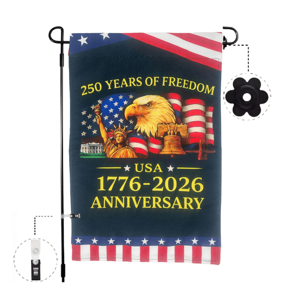 250 America Anniversary Flag 1776-2026 Patriotic Garden Flags for Yard Decorations Double Sided Linen 30x45cm